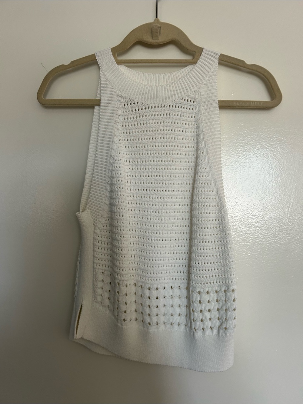 Wilfred White Knit Open-Weave Tank Top
